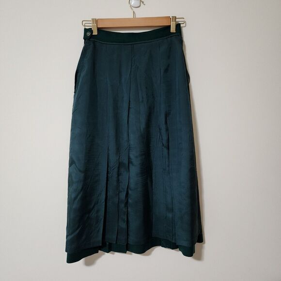 Vintage Charter Club Petites by Jane Justin Womens Wool Skirt Suit Green Size 4P - Picture 11 of 13